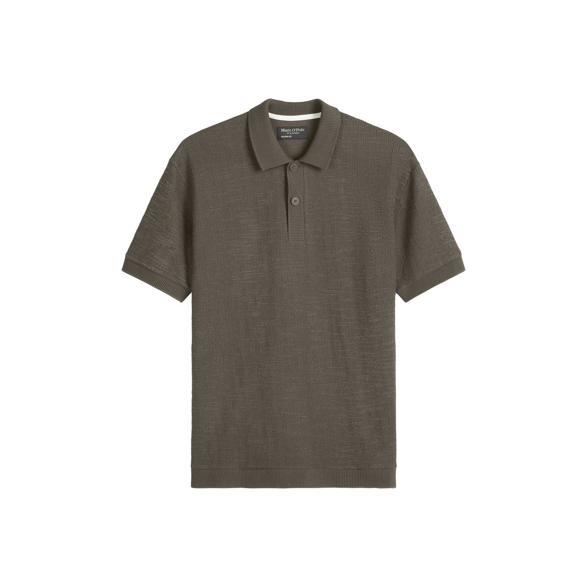 Poloshirt loose aus weichem Bouclé-Jersey marron foncé, MARC O'POLO
