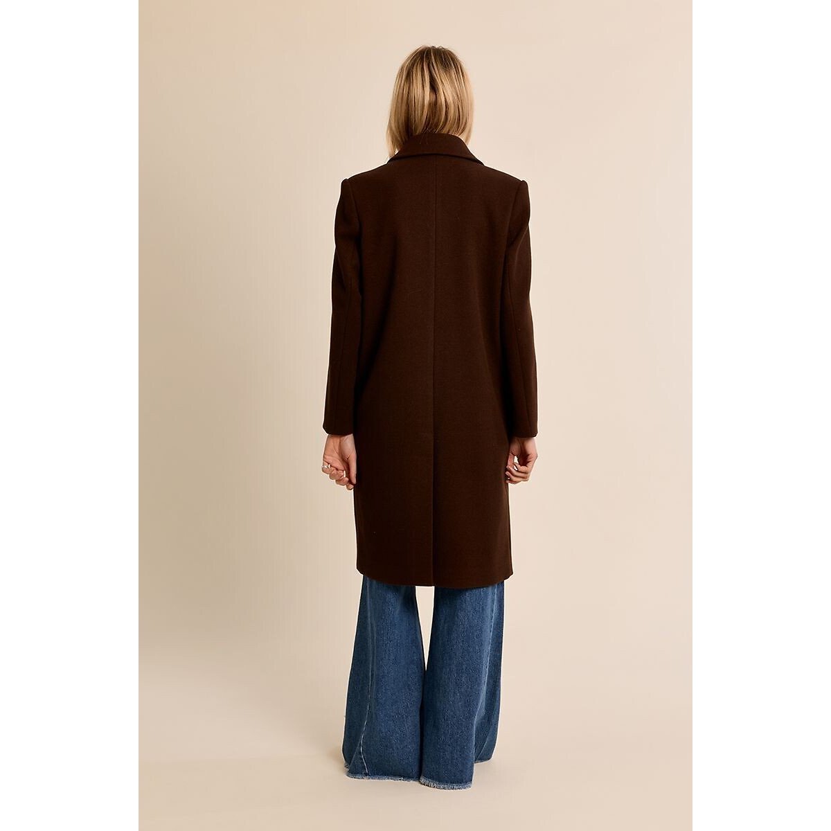 Cappotto lungo con bottoni marrone cioccolato, MOLLY BRACKEN
