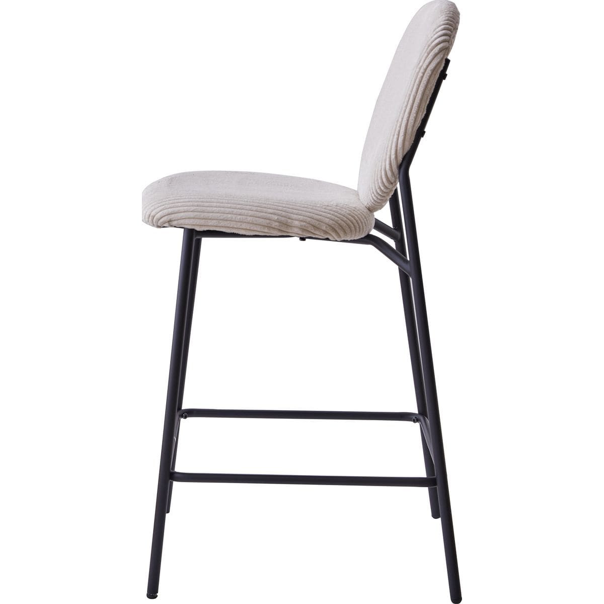 Lot de 2 tabourets de bar en velours côtelé - BETTY beige, HOMIFAB