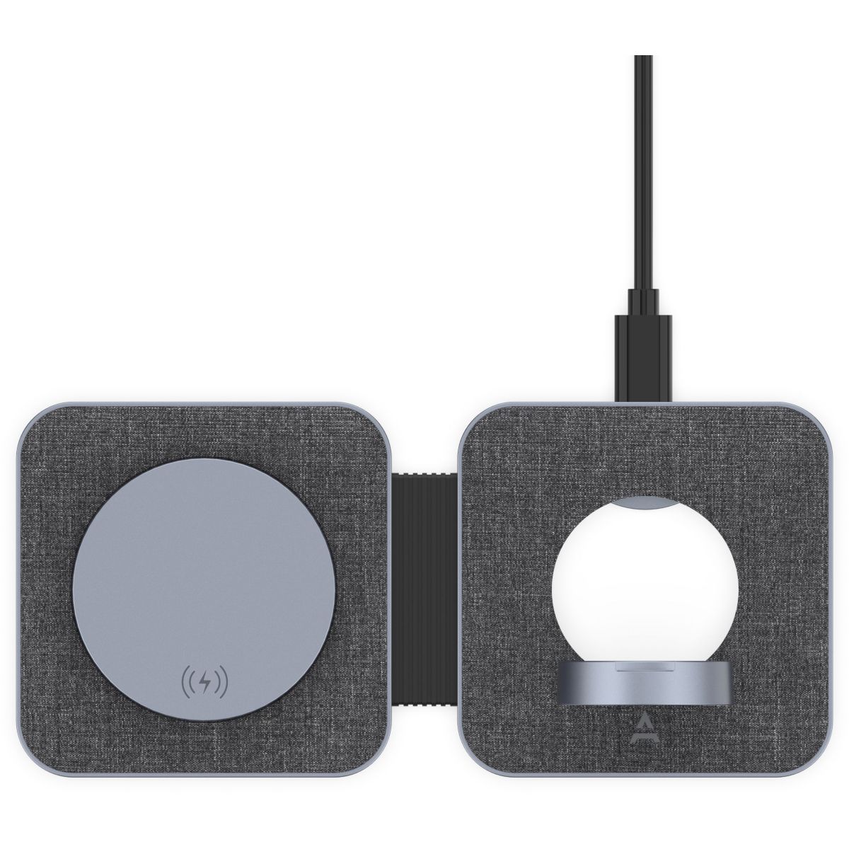 Chargeur sans fil MagSafe 2 en 1 plat pliable 15W couleur unique, ADEQWAT