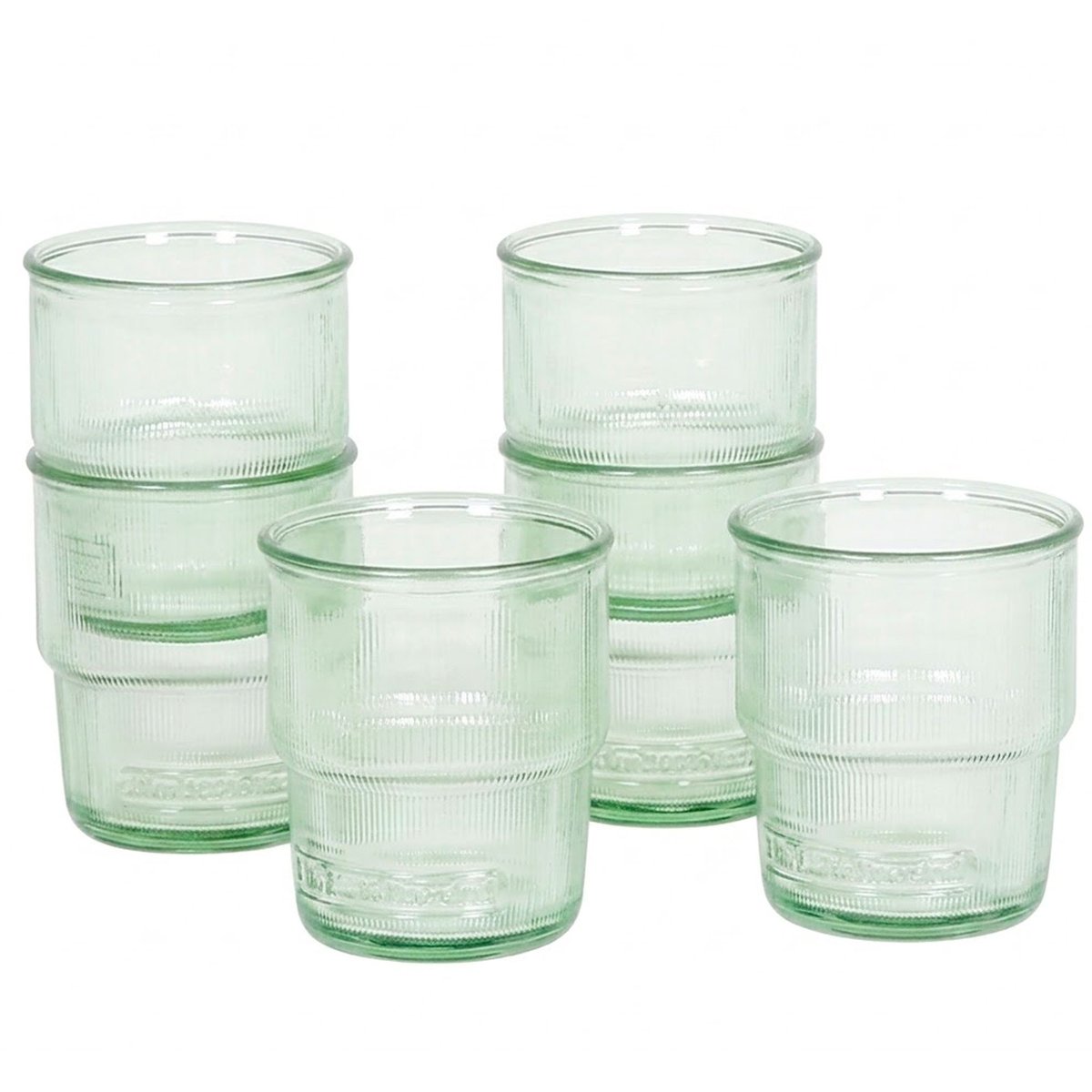 Set de 6 verres à eau empilables en verre 100% recyclé 30cl transparent, WADIGA