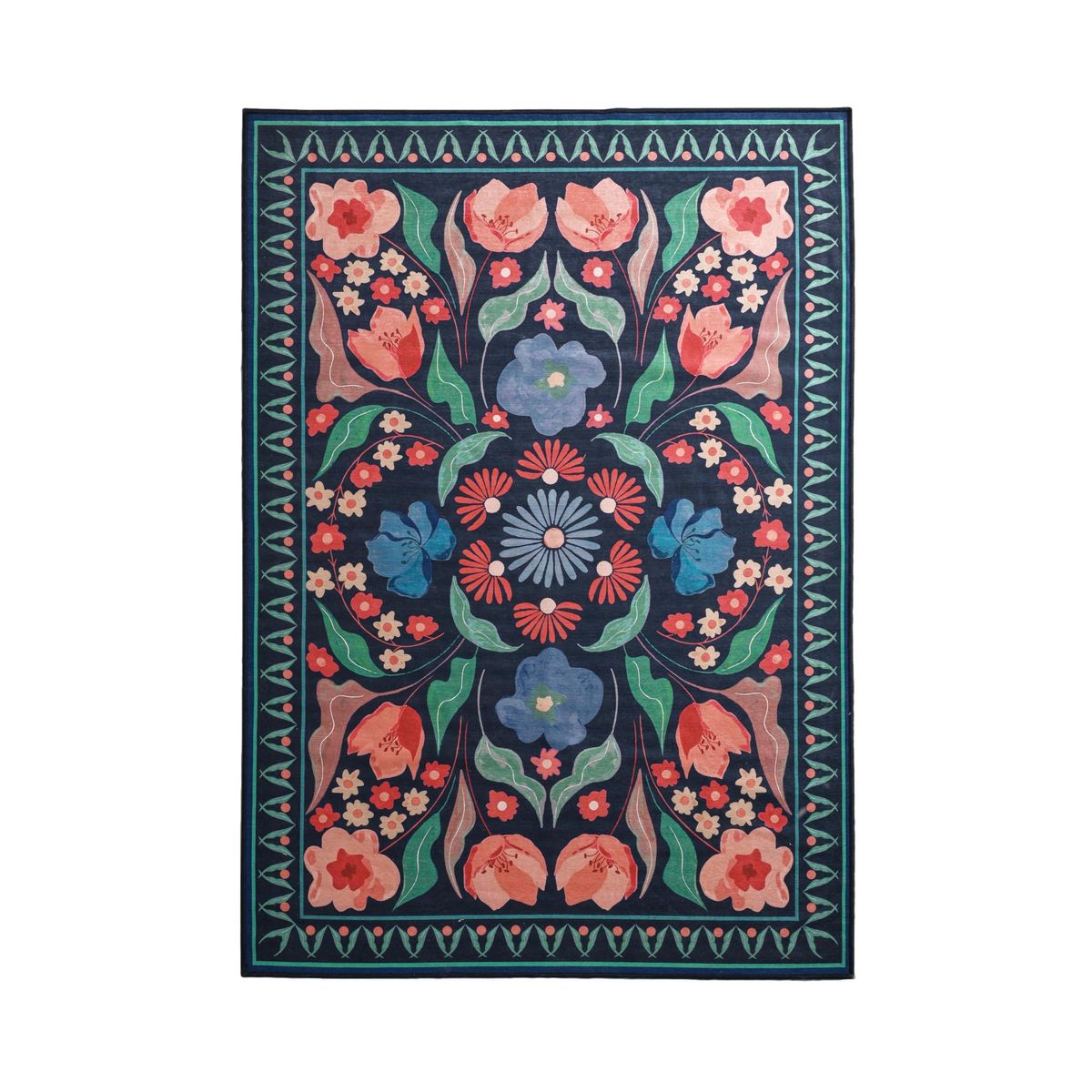 Tapis bettie lavable à imprimé floral bleu, NEXT