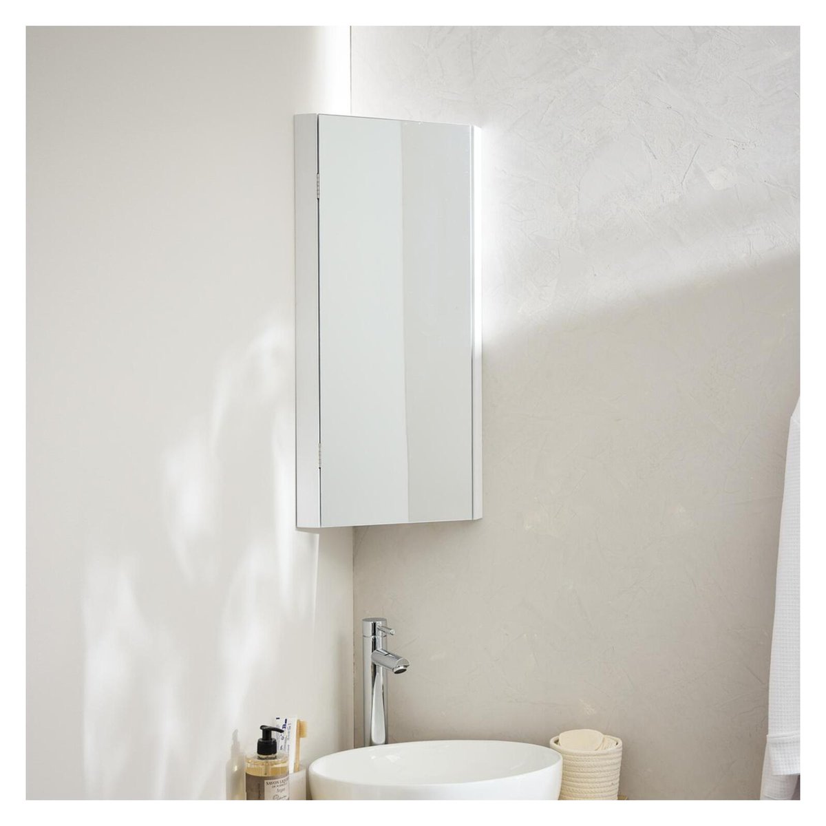 Armoire de toilette d'angle CLEO blanc, MOB IN