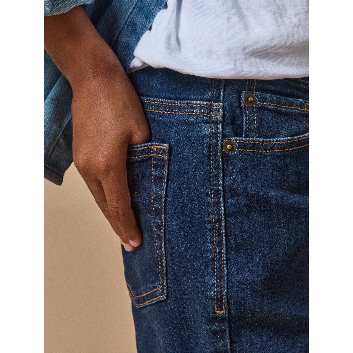 Jean coupe slim bleu fonce uni, CYRILLUS
