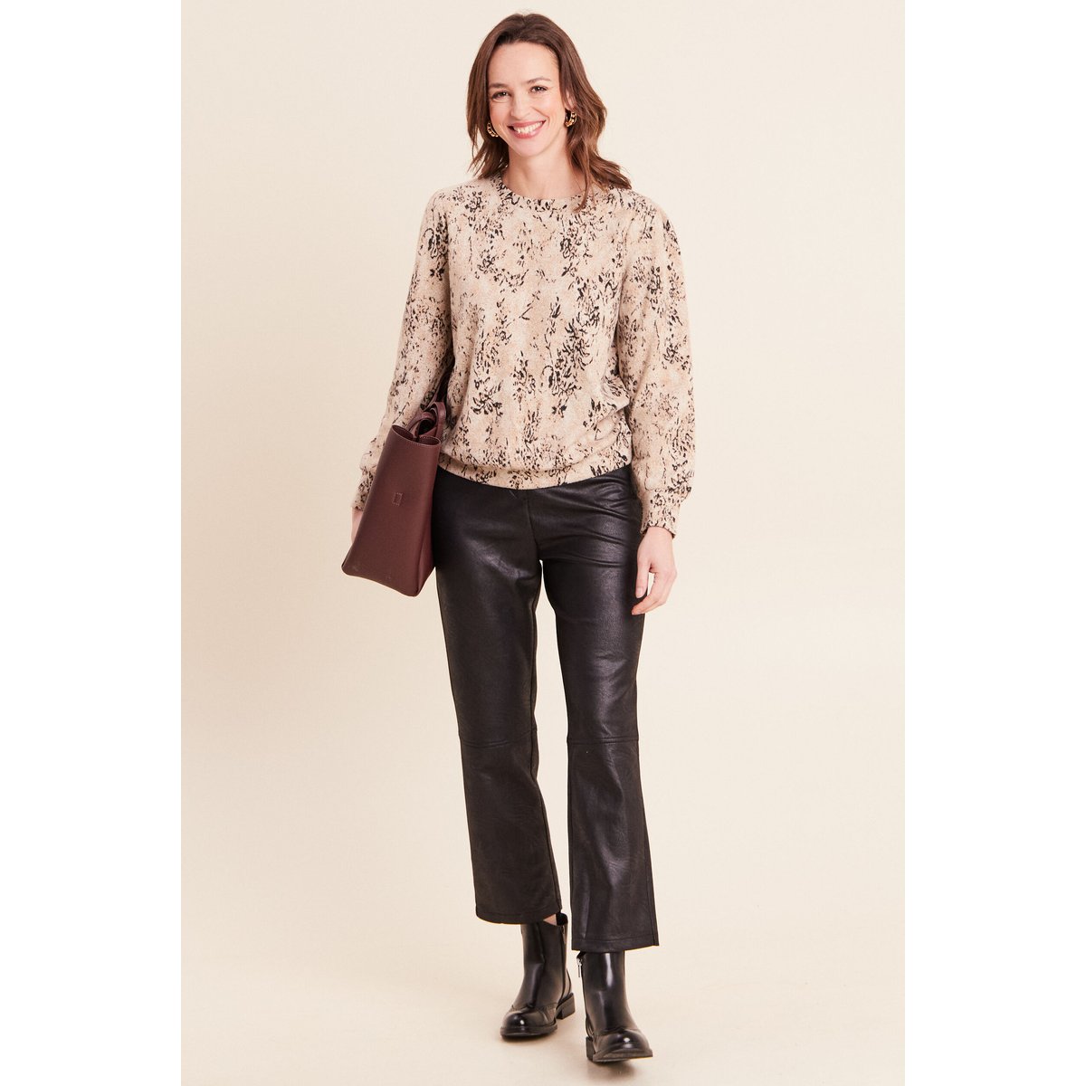 Pantalon droit 7/8ème taille haute noir, BREAL