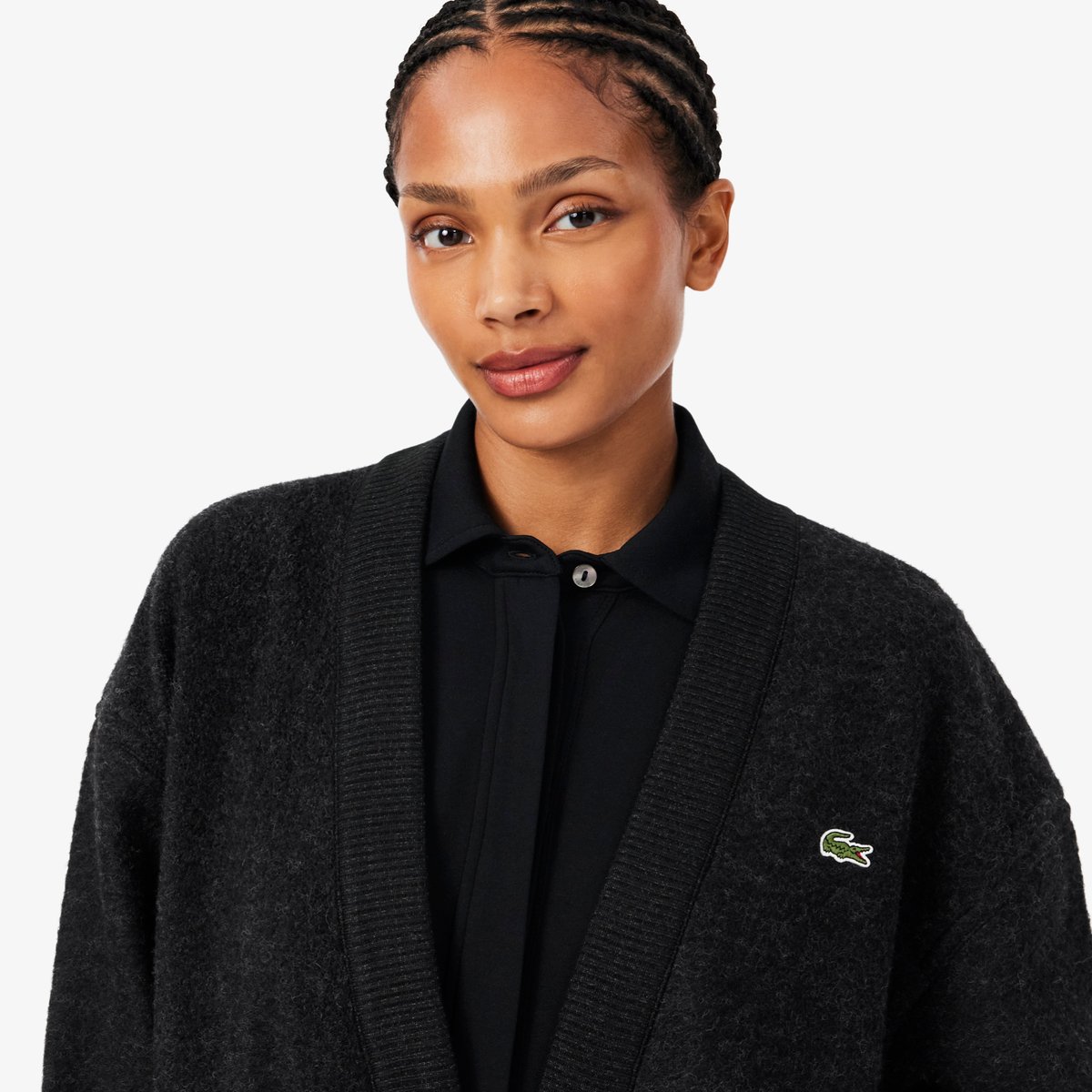 Cardigan maille bouillie oversize gris-el6, LACOSTE