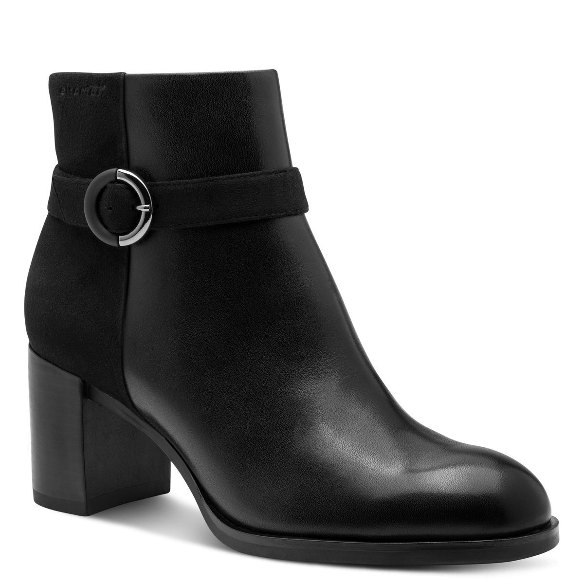 Bottine en cuir noir, TAMARIS