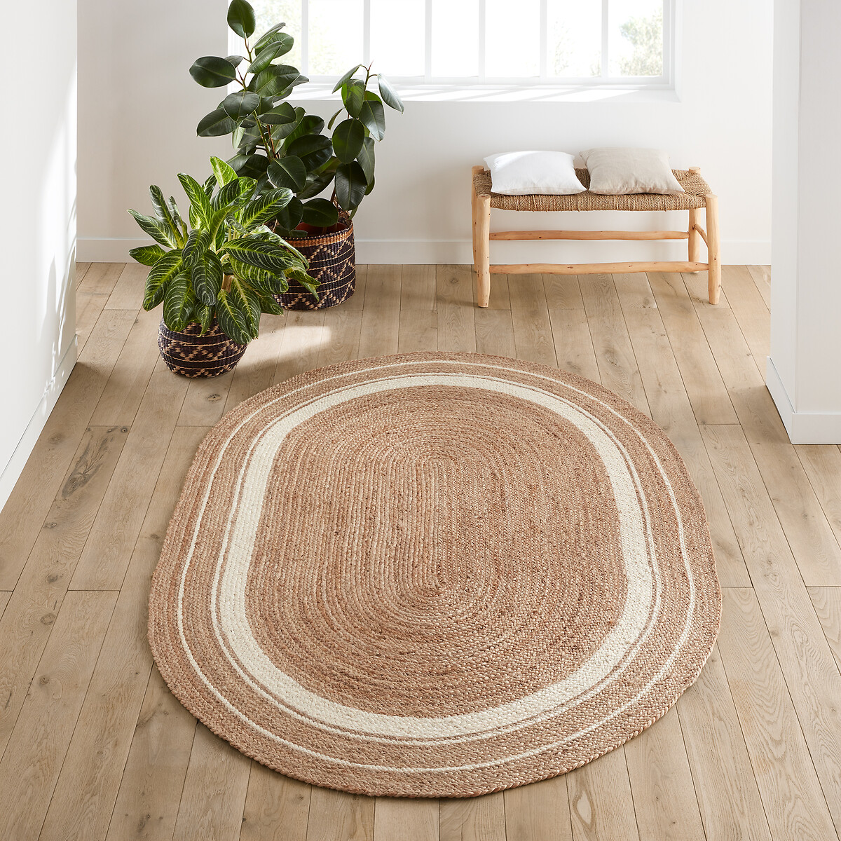 Tapis ovale en jute, Aftas naturel/blanc, LA REDOUTE INTERIEURS