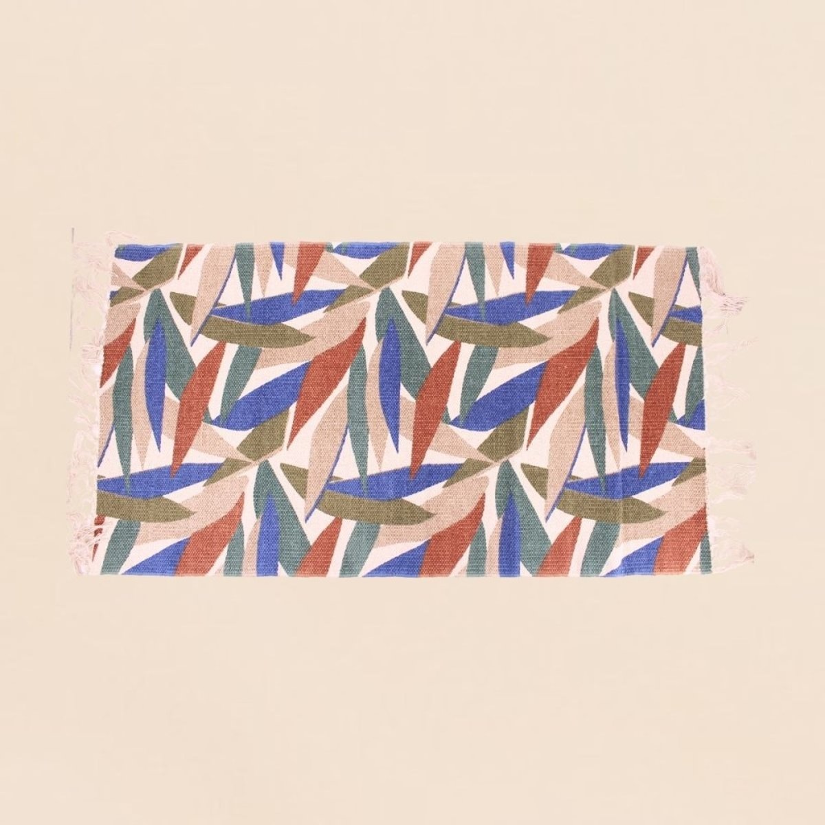 Tapis imprimé avec franges 110x60cm blanc, ORNAMI