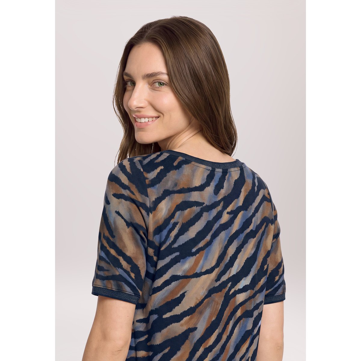 Haut casual à cordon coulissant sous tunnel bleu/marron, BETTY BARCLAY