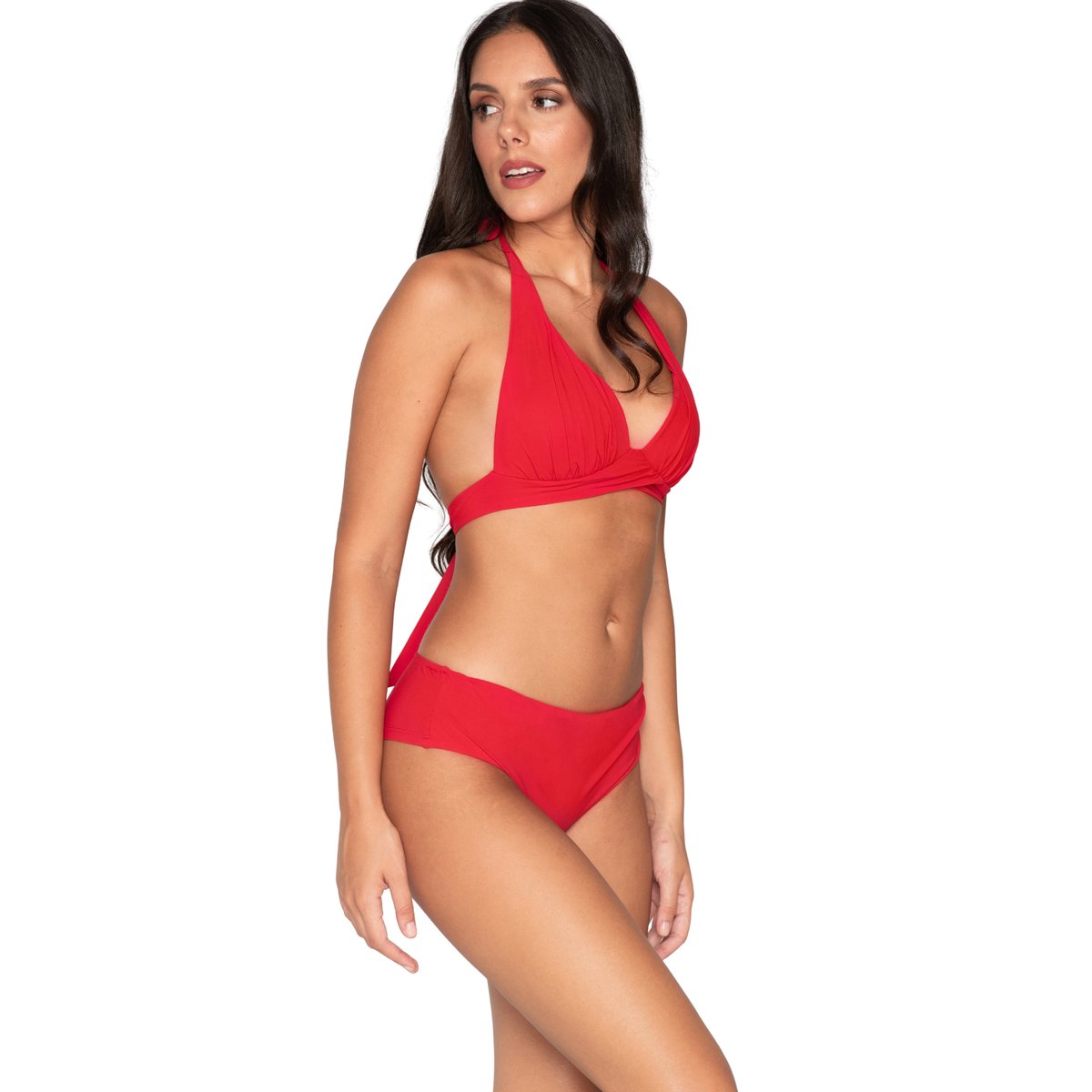 Haut maillot de bain triangle plissé emboîtant BLUE SENSE rouge, LUNA SPLENDIDA