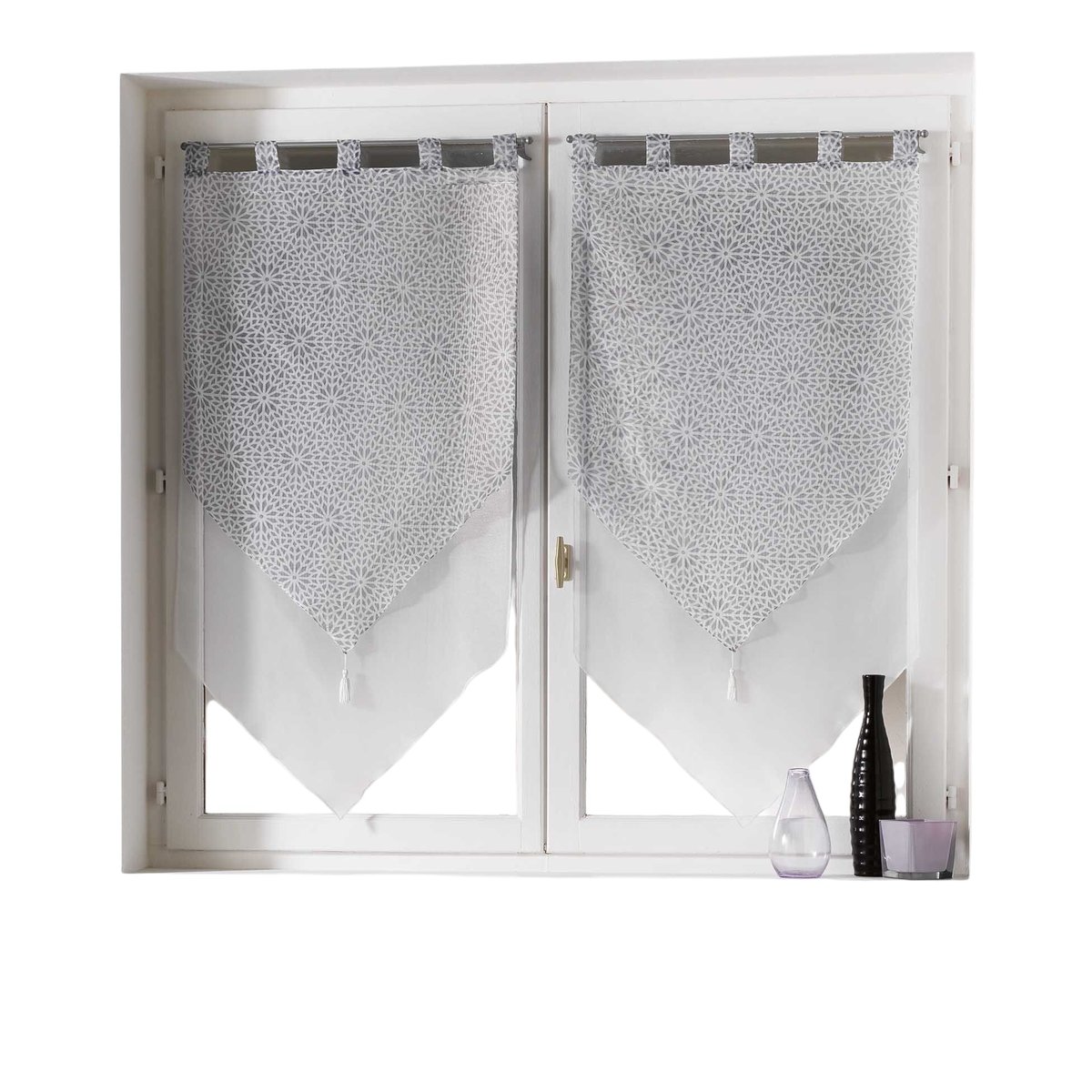 Paire Voilage double Tunis gris, EDEN