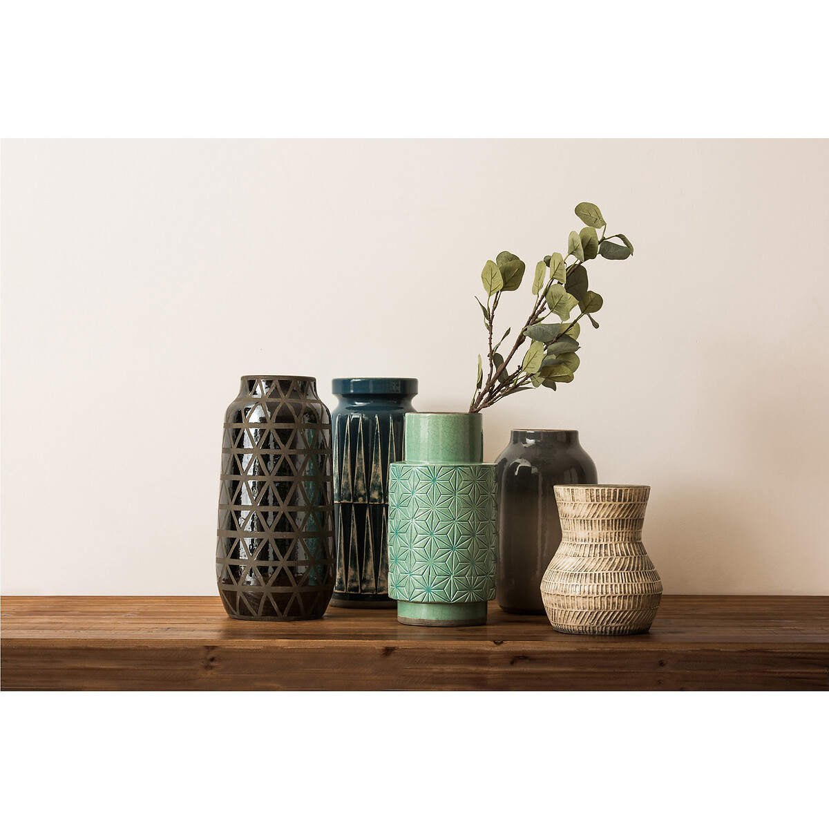 36cm Black Earthenware Vase black, FIFTY FIVE SOUTH