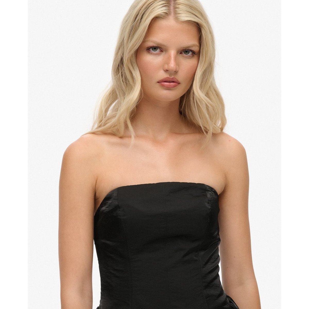 Robe Mini Bandeau à Jupe Bouffante noir, SUPERDRY