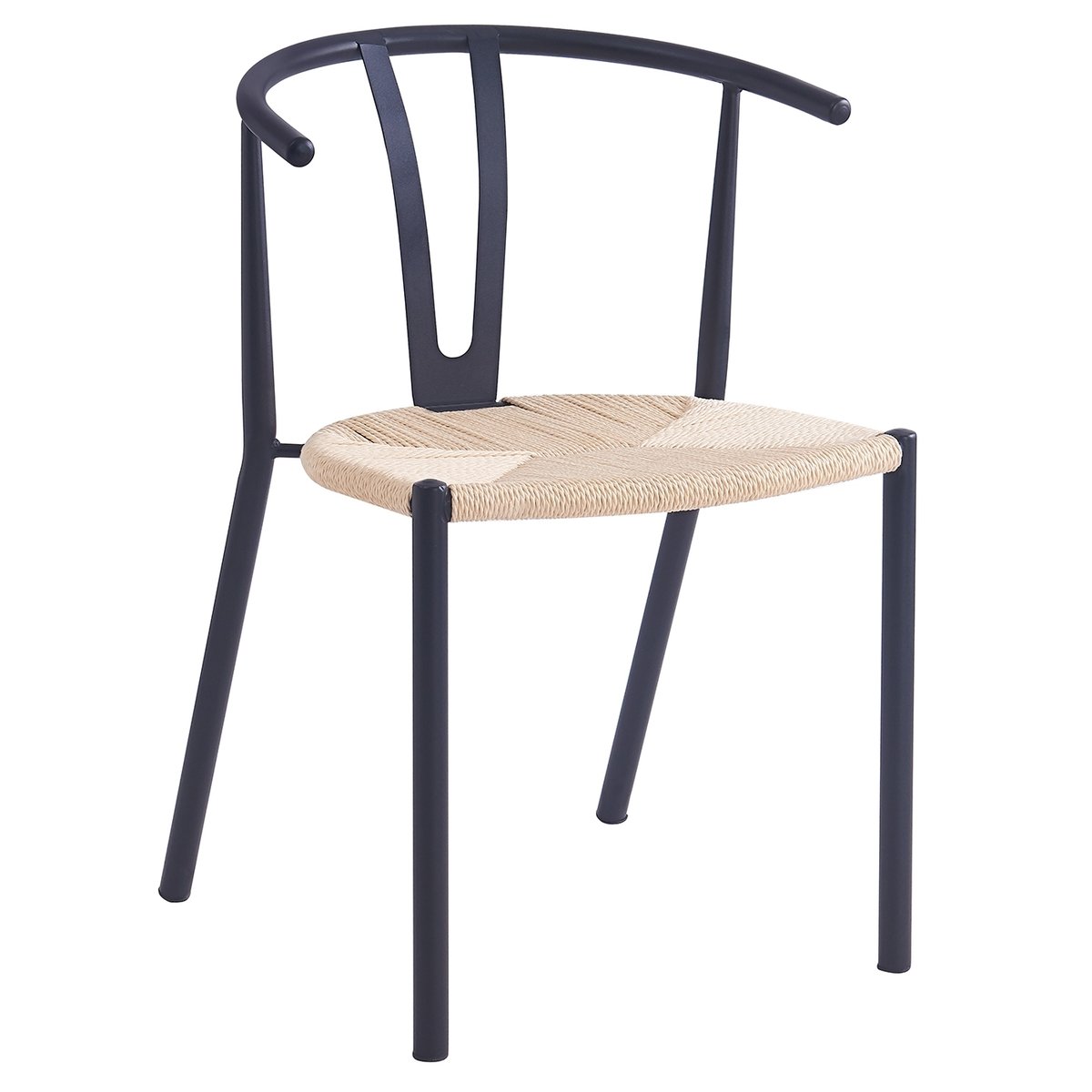 Lot de 2 chaises, métal et corde, SUKI noir, NORDLYS