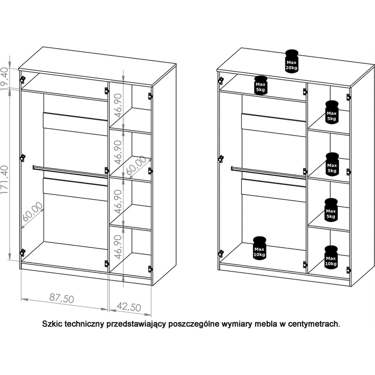 Armoire 3 portes collection RINKER blanc, RECOLLECTION