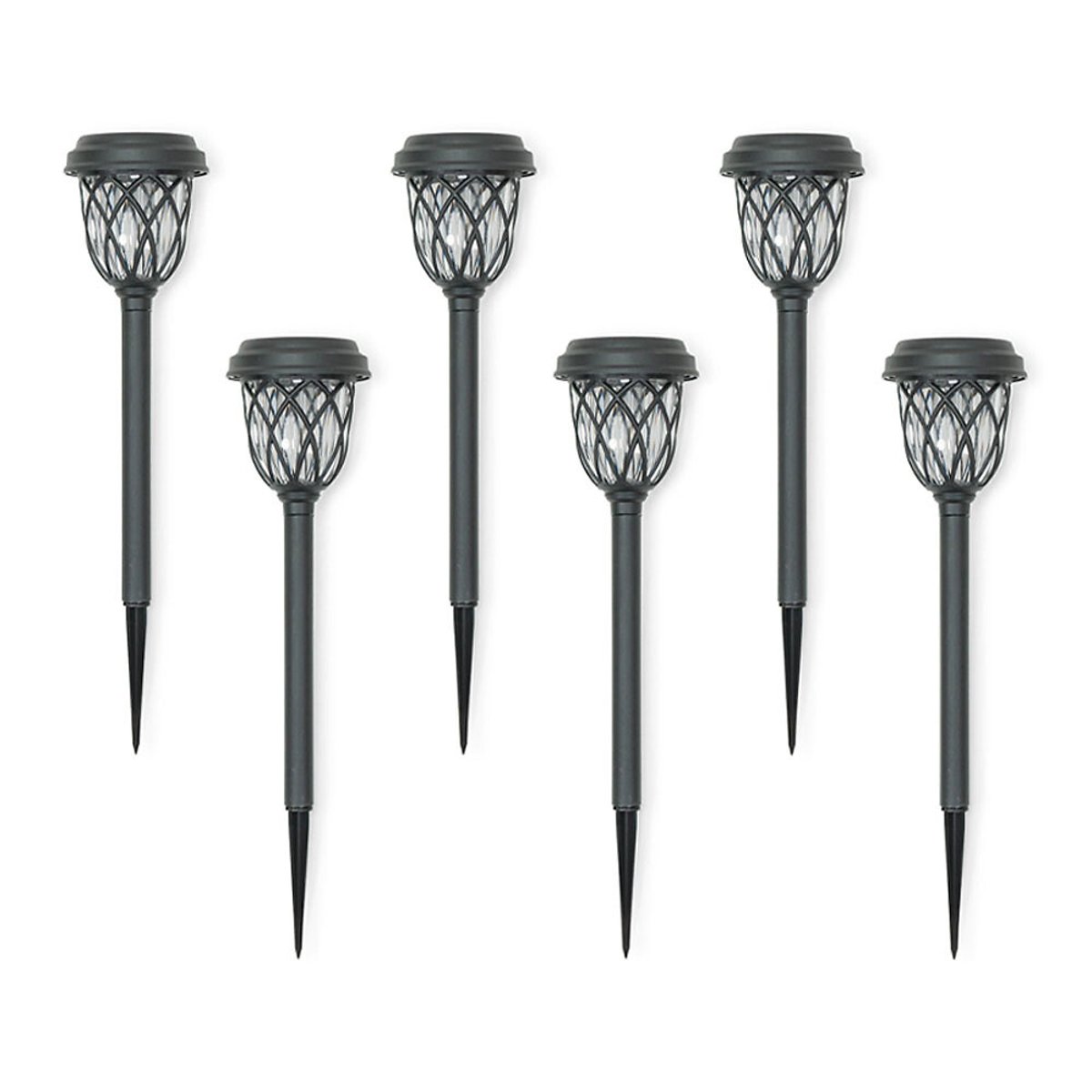 Set of 6 Solar Powered Diamond Garden Spike Lights black, SO'HOME