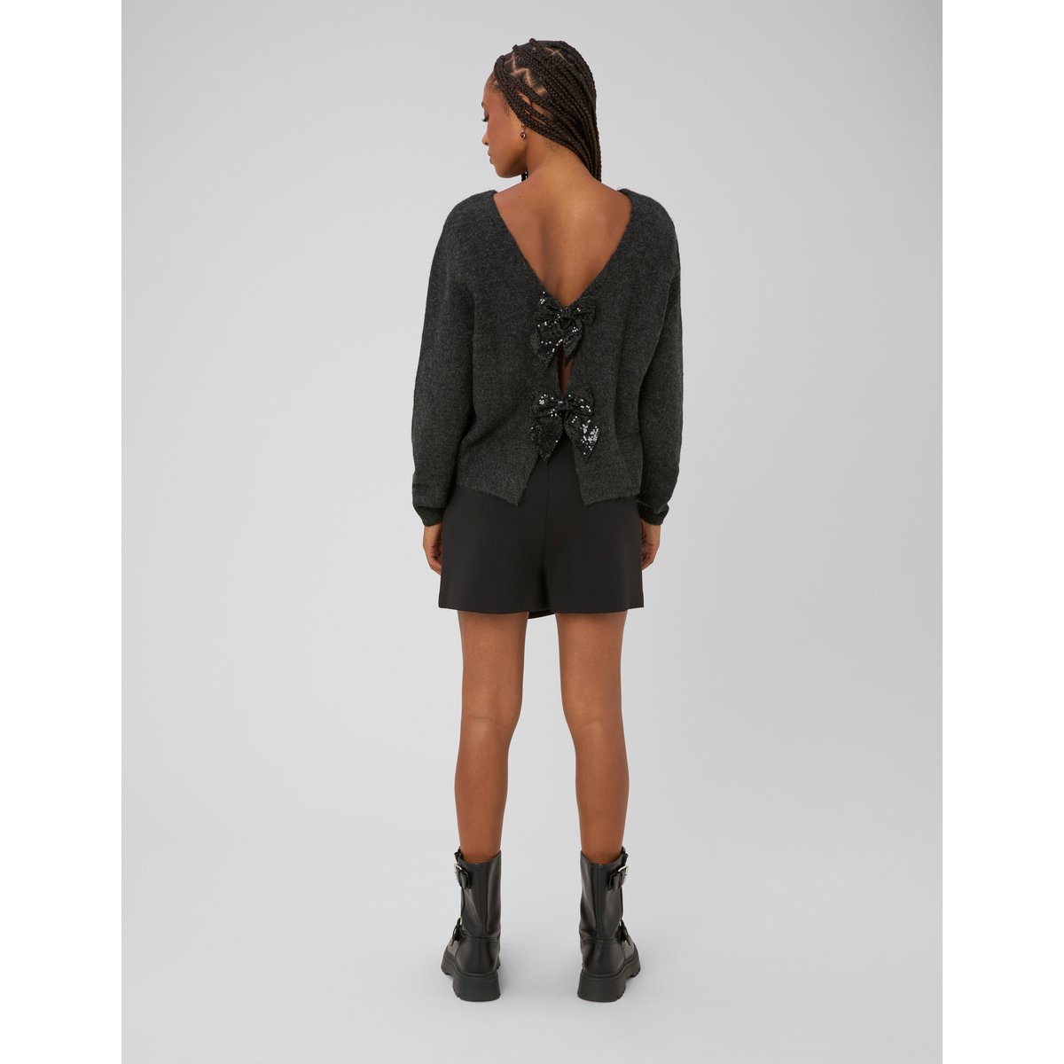 Gilet noeuds sequins gris, BZB