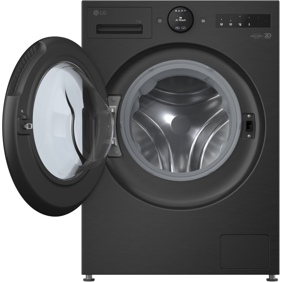 Lave linge hublot F14X76BSTA - 11 kg - 1400 tr/min - Classe A - Moteur direct drive - Autodosage - Wifi - Noir couleur unique, LG