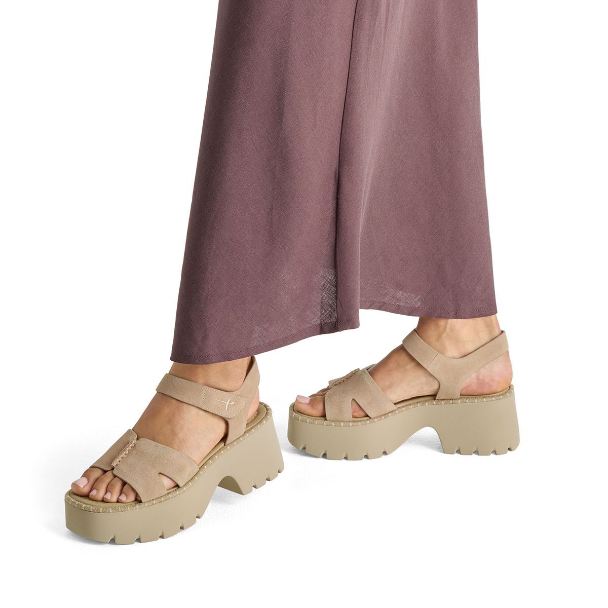 Sandale à talon en cuir marron taupe, TAMARIS