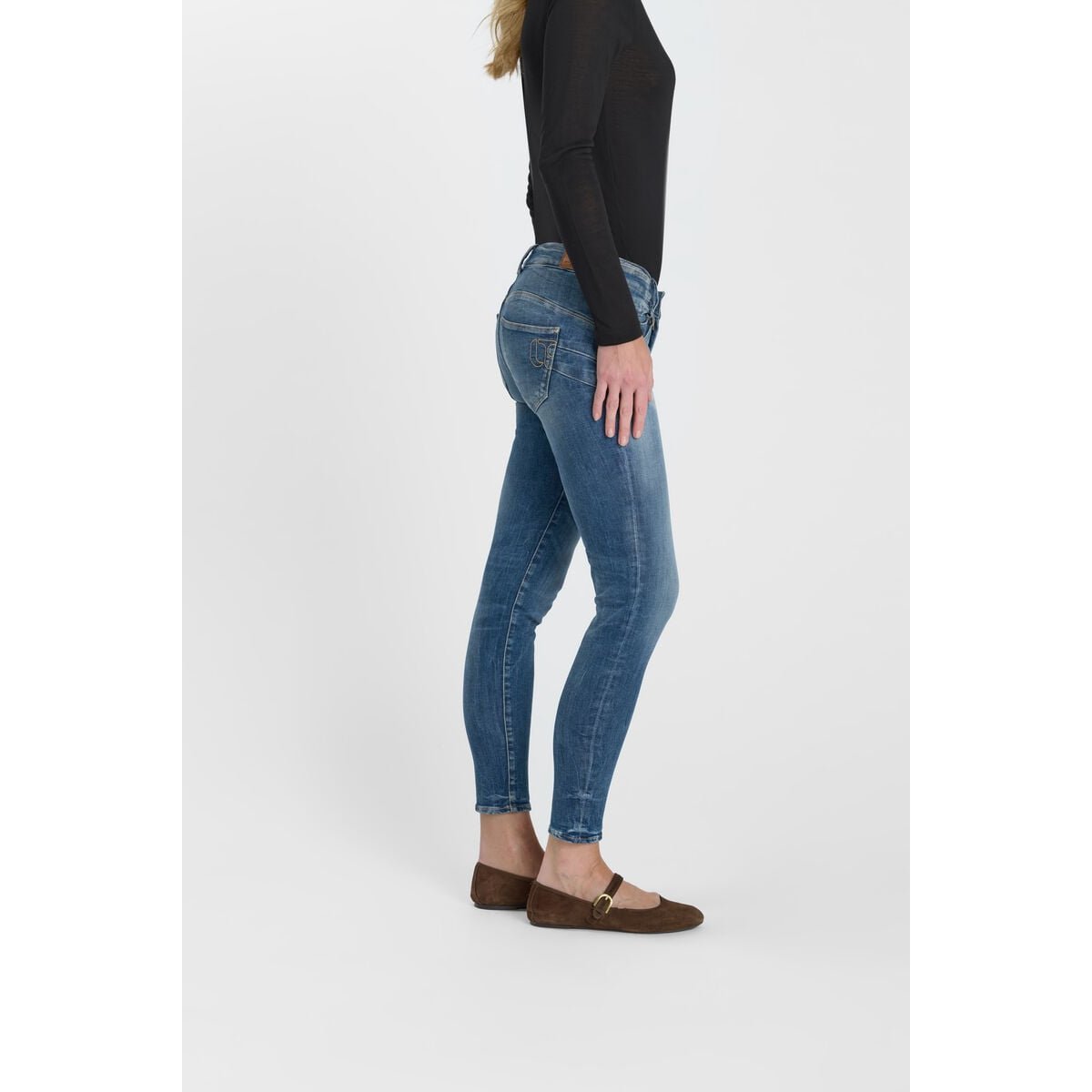 Jeans push-up slim taille haute PULP, 7/8ème blue, LE TEMPS DES CERISES