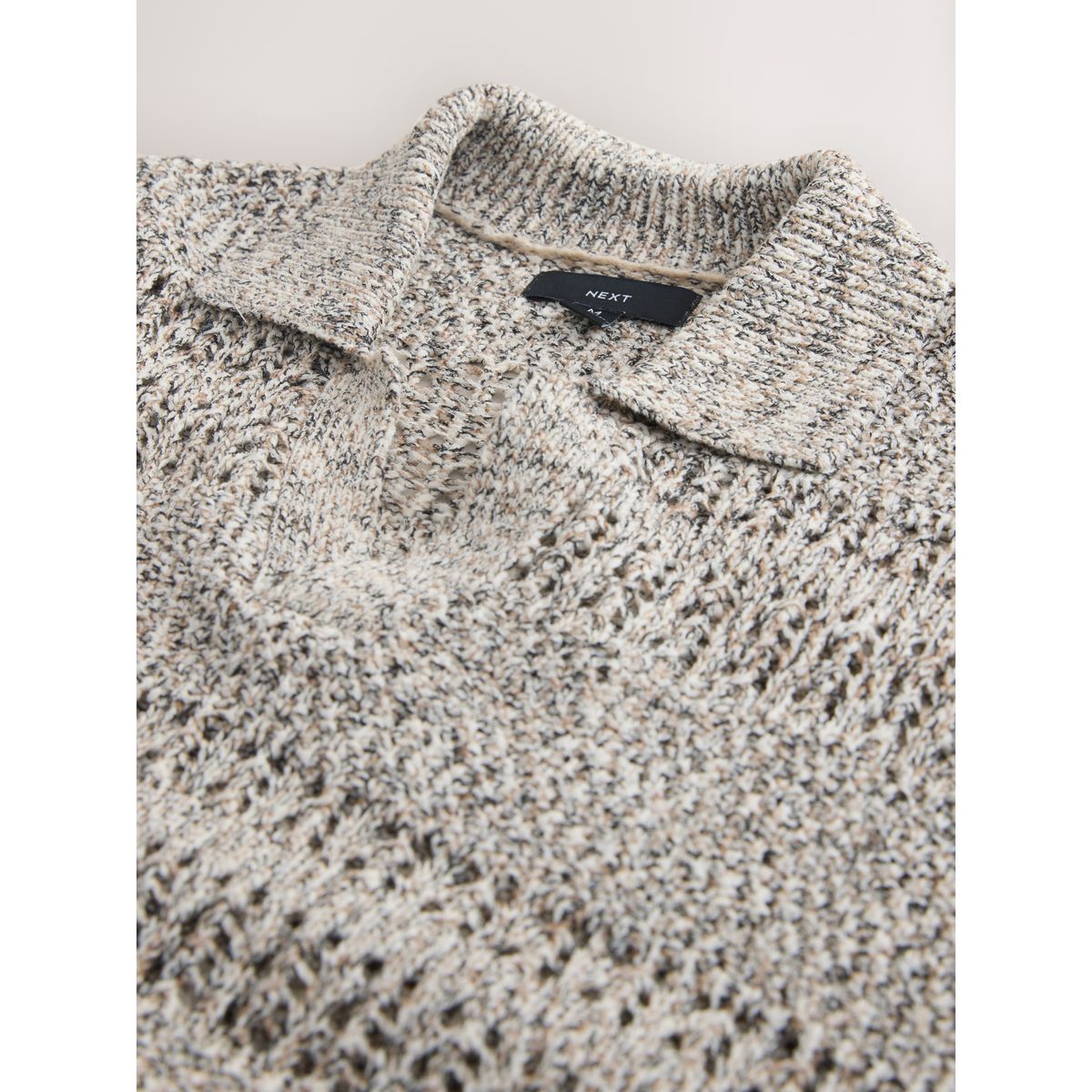 Polo standard en coton au crochet col trophy naturel, NEXT