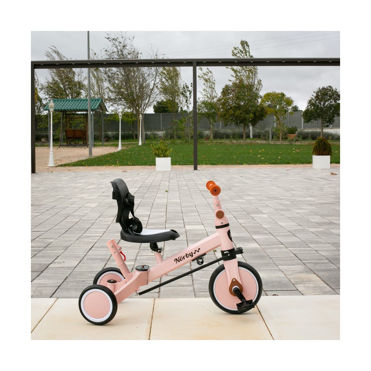 Tricycle évolutif multifonction - rose - canne parentale multicolore, INTERBABY