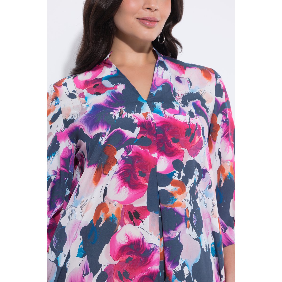 Robe midi en Lyocell esprit aquarelle blanc neige, ULLA POPKEN