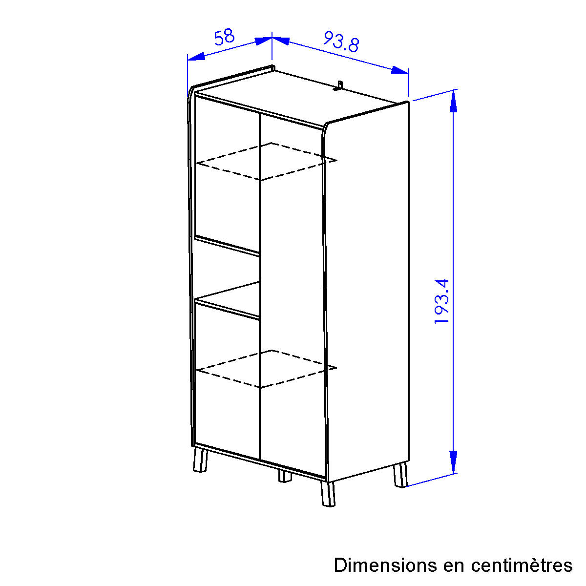 Armoire 3 portes niche vintage pour blanc, GALIPETTE