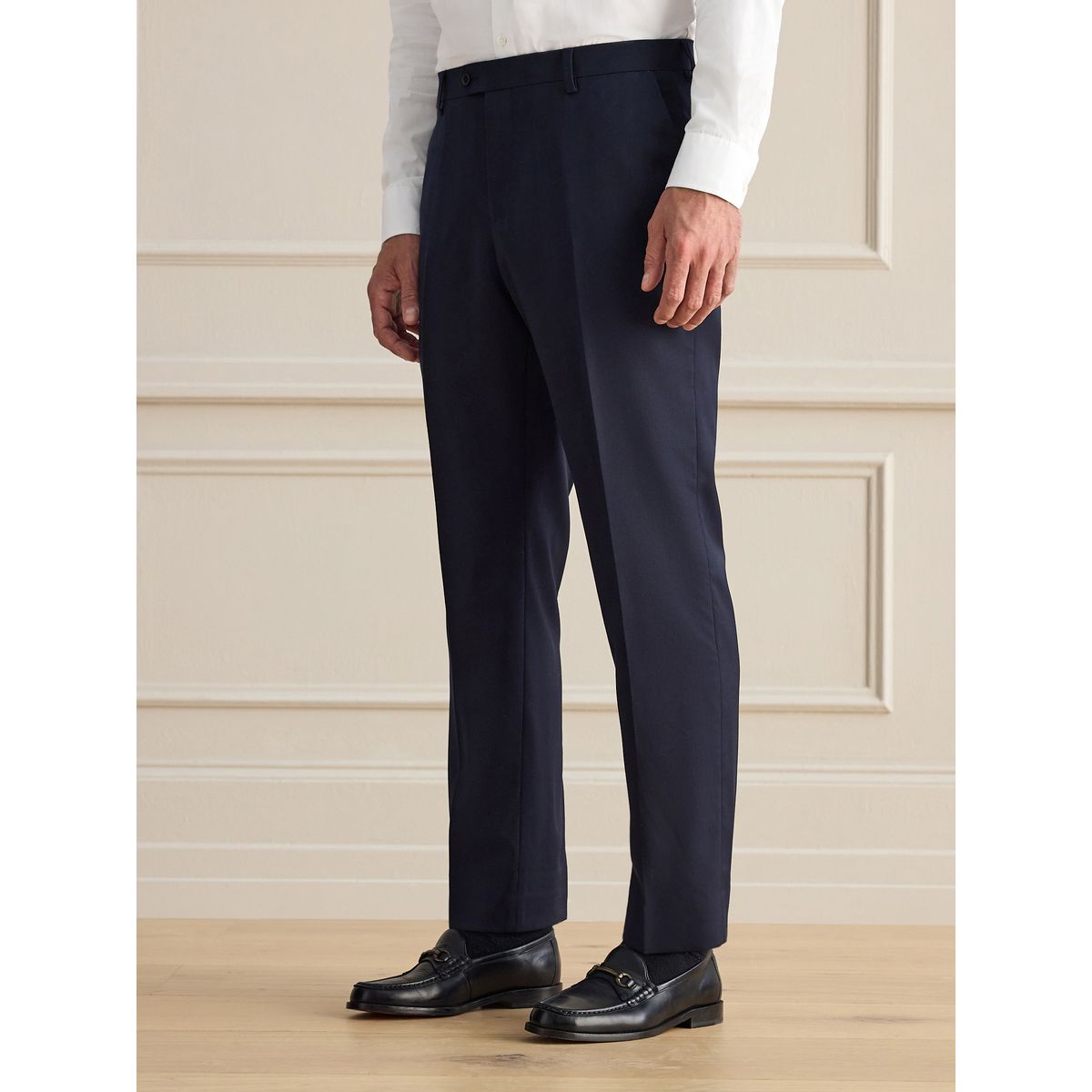 Pantalon de costume ajusté laine signature bleu marine, NEXT