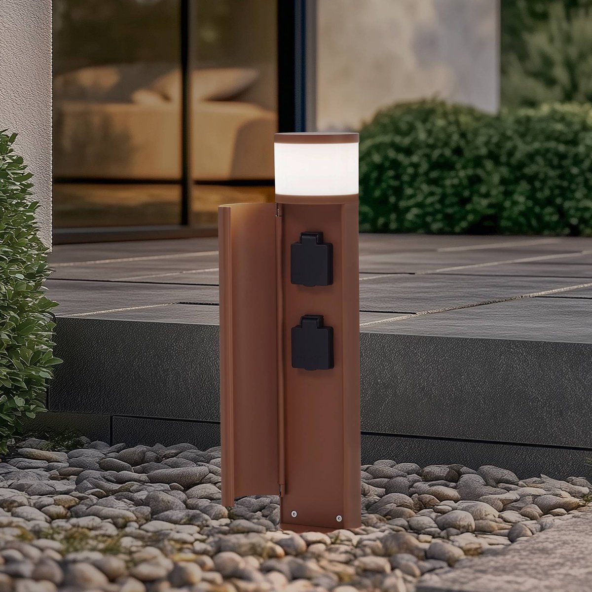 Luminaire extérieur en aluminium moderne couleur rouille, blanc, LUCANDE