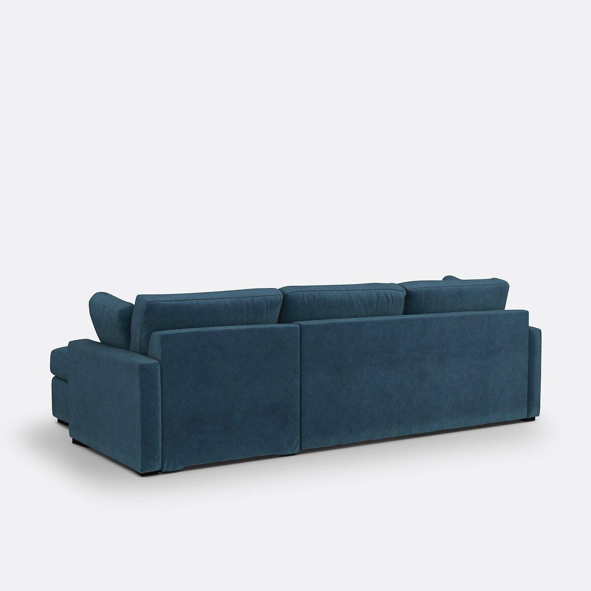 4-Sitzer-Ecksofa TIMOR mit Schlaffunktion, Velours, Schaumstoff porzelanblau, LA REDOUTE INTERIEURS