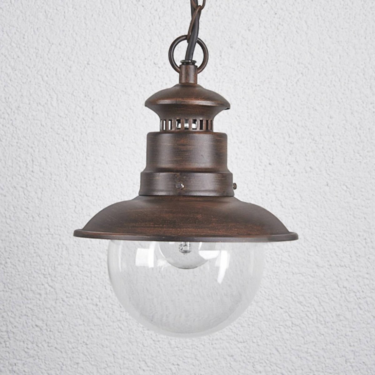 Luminaire extérieur traditionnel, Eddie brun rouille, clair, LINDBY