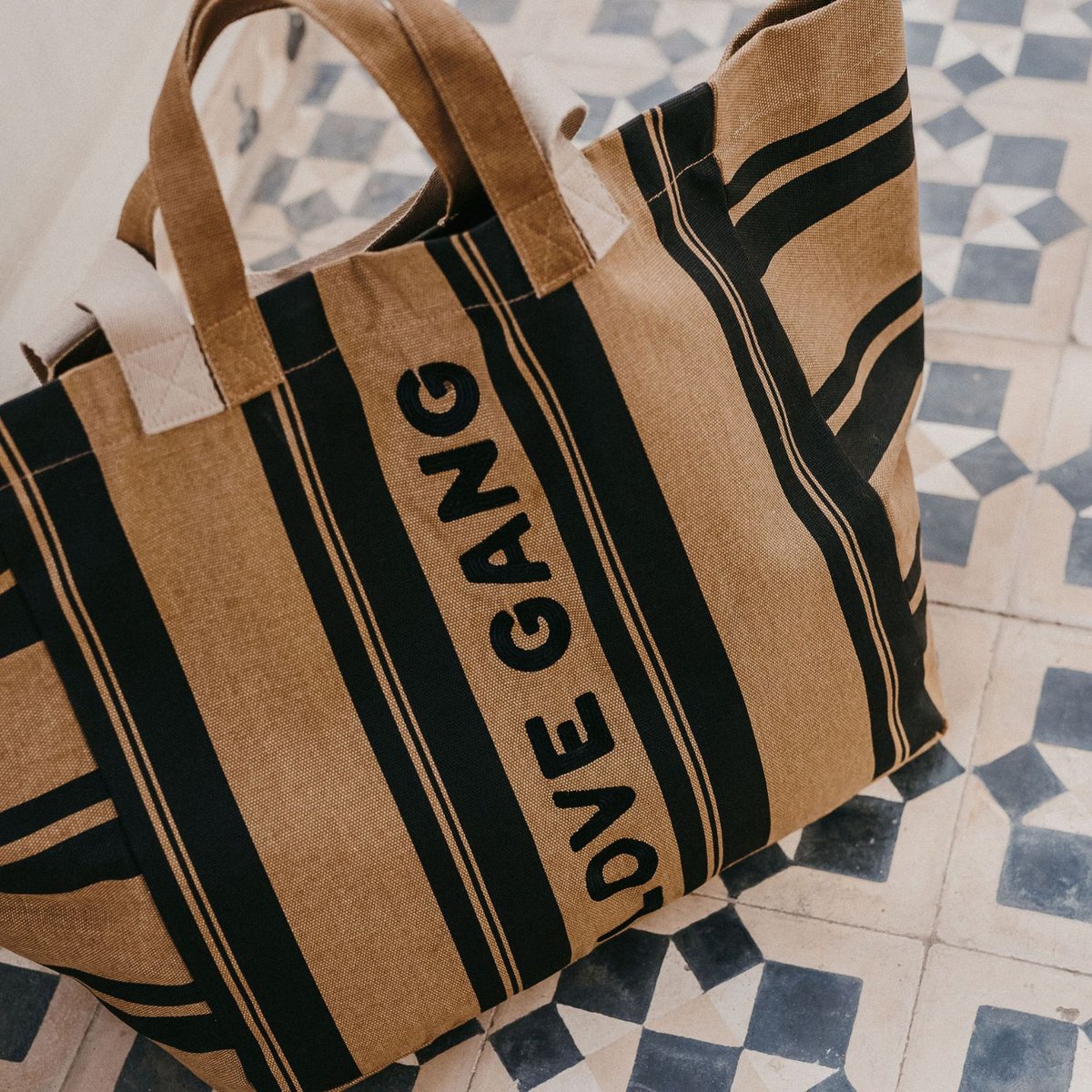 Sac cabas XL camel, noir, ZAKUW