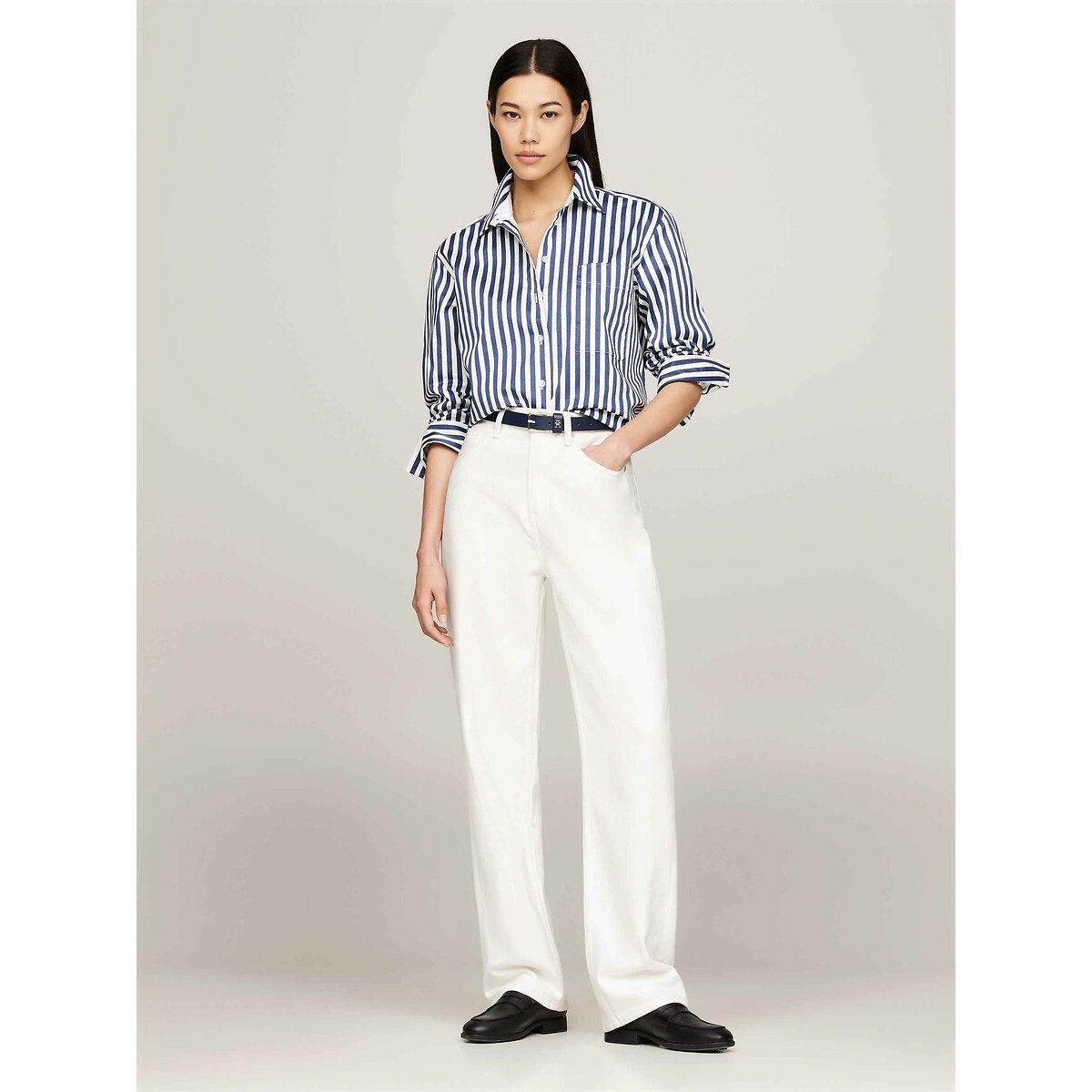 Straight High Waist Jeans white, TOMMY HILFIGER
