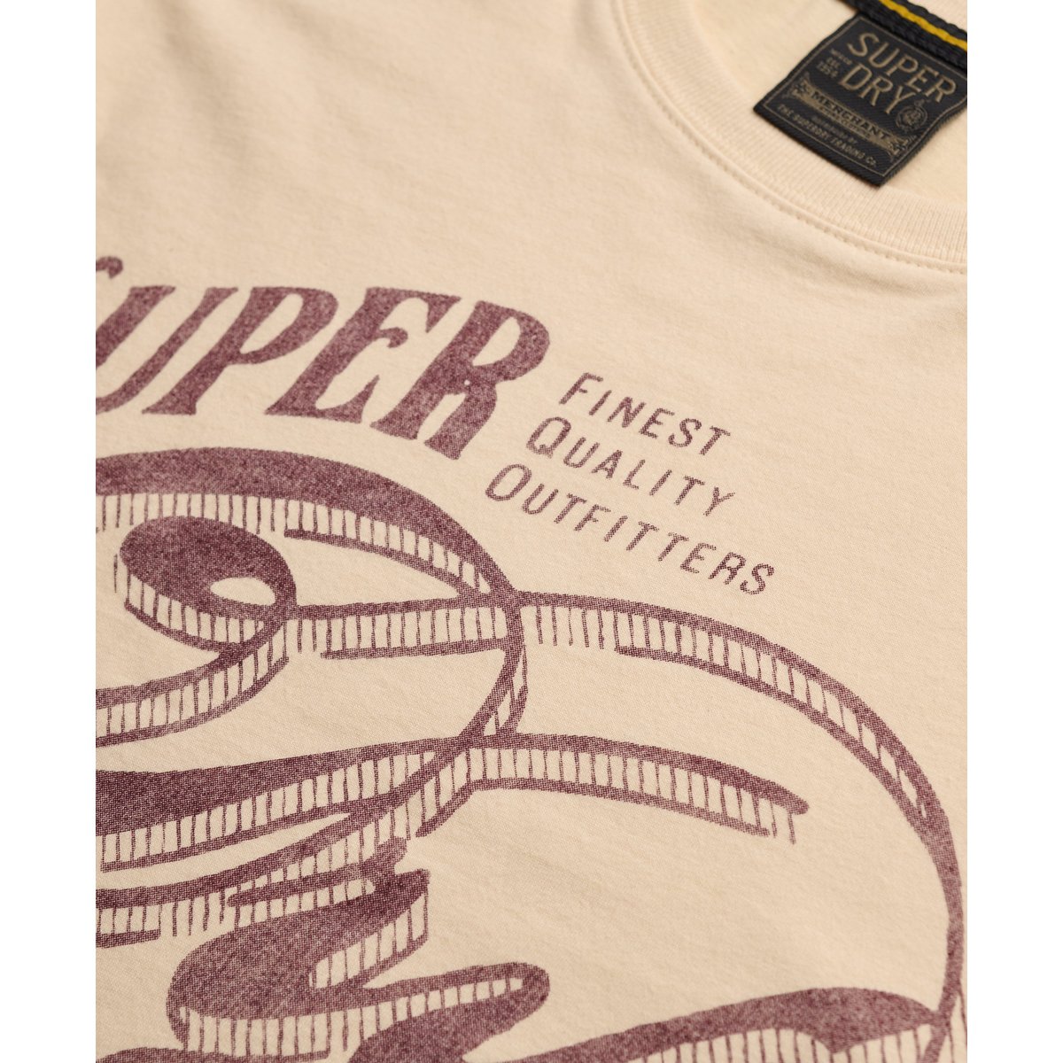 T-shirt Heritage Script Coupe Décontractée beige avoine, SUPERDRY