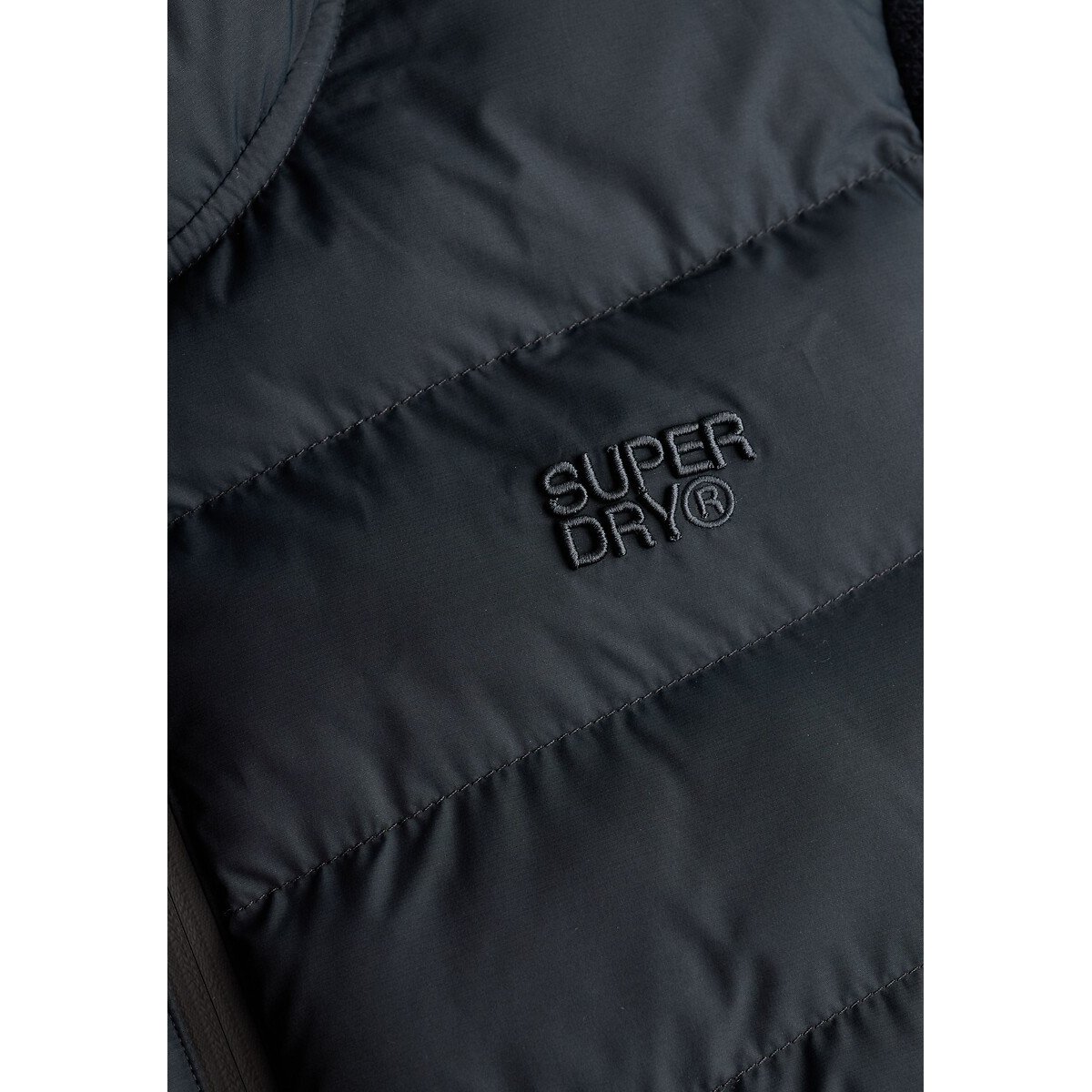 Veste hybride, en maille, à capuche bleu marine, SUPERDRY