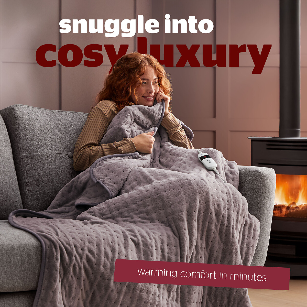 Luxury Comfort Control Fleece Heated Throw grey, SILENTNIGHT