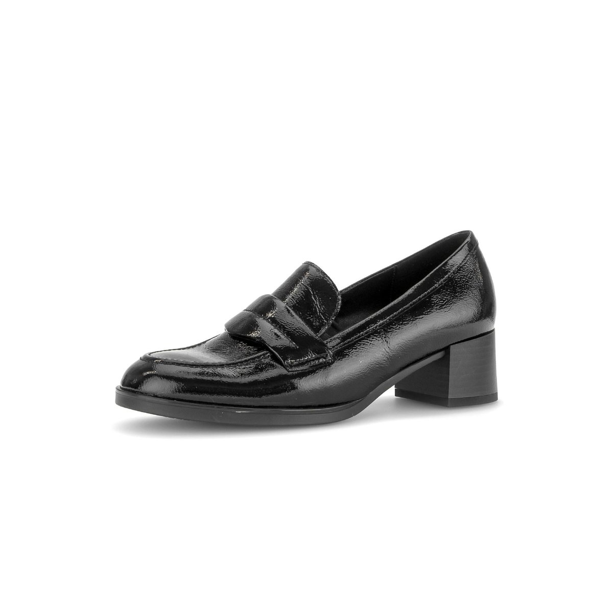 Mocassins en cuir verni à talon décroché noir, GABOR