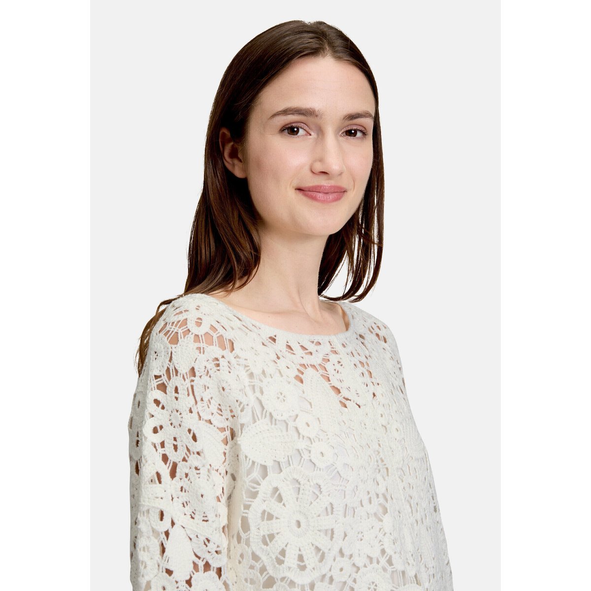 Pull-over en maille ajourée à encolure bateau blanc, BETTY & CO