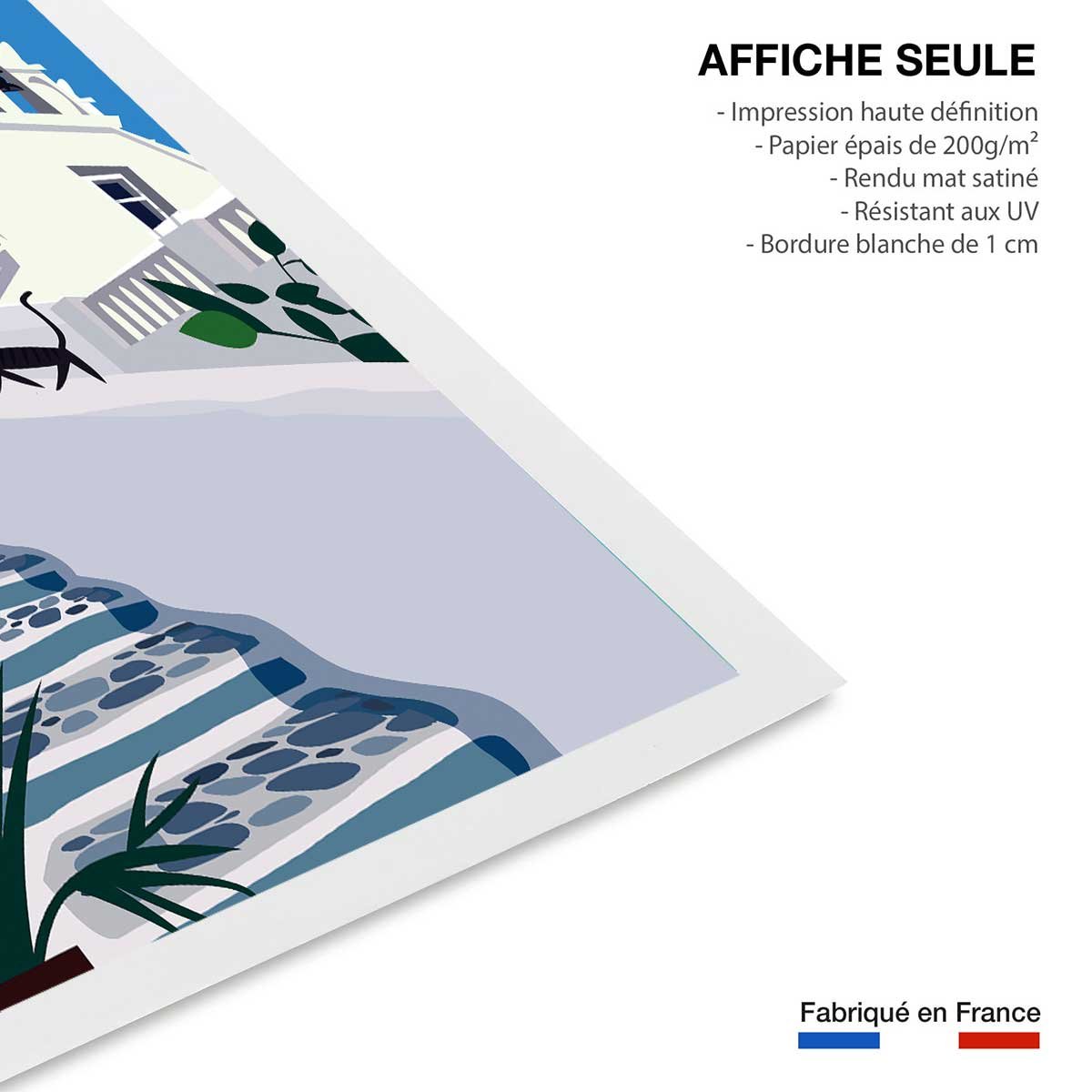 Poster de santorini blanc bleu affiche seule, HEXOA