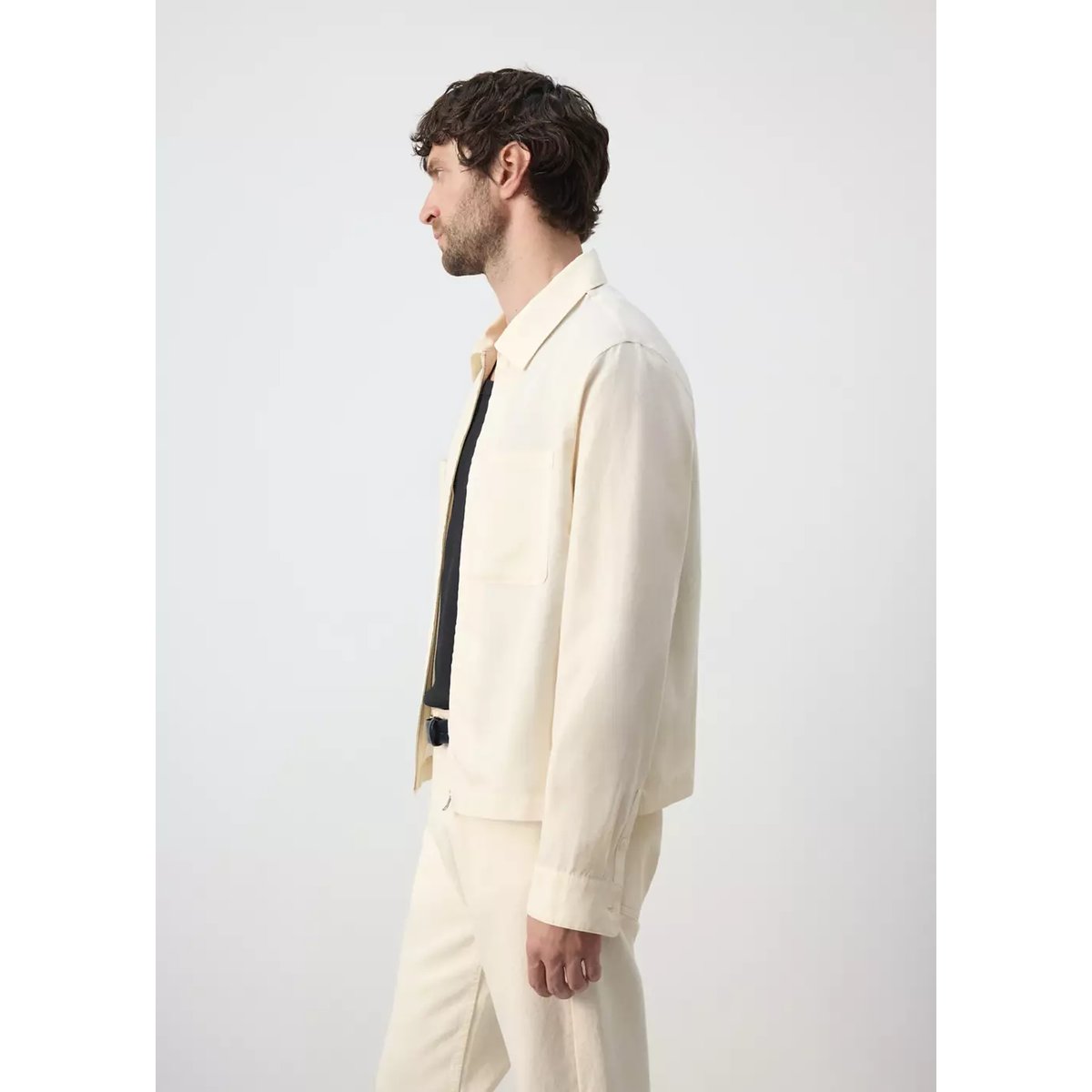 Veste slim fit en lin et poches blanc cassé, MANGO MAN