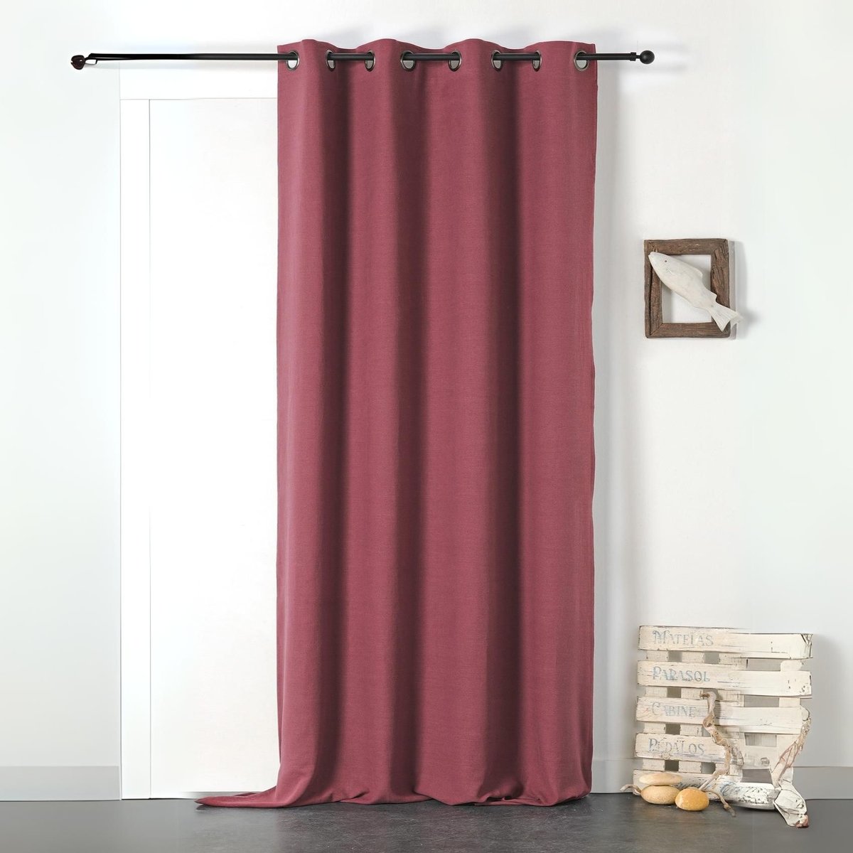 Rideau en 100% lin Libeccio bordeaux, LINDER