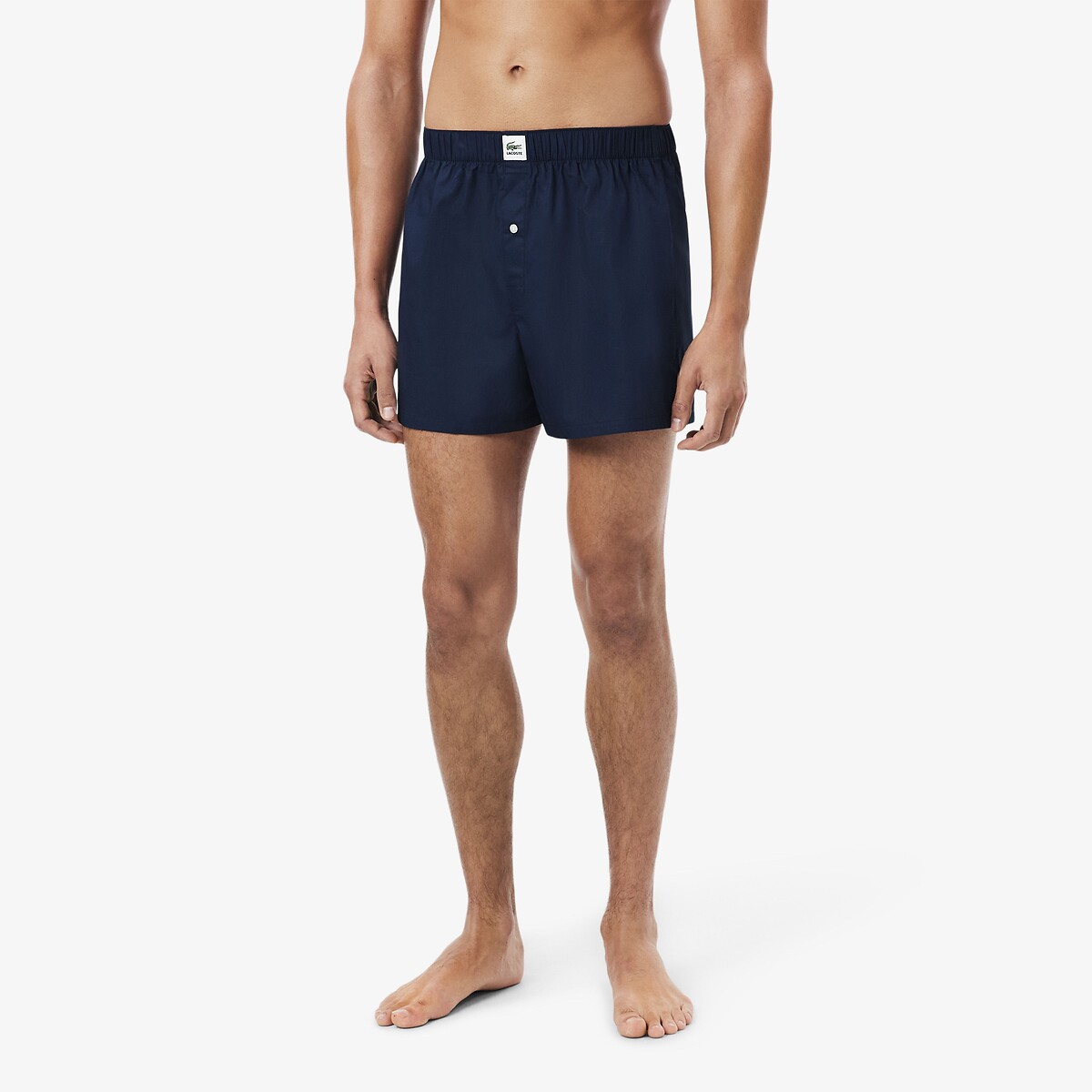 Confezione da 3 boxer in cotone con etichetta intessuta marino + marino + blu, LACOSTE