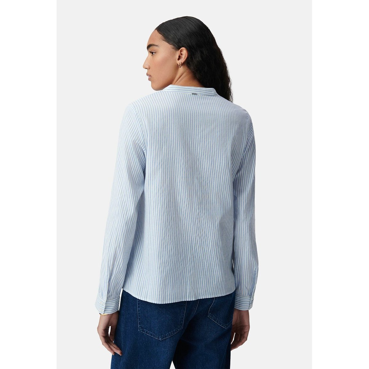 Striped V-Neck Blouse with Long Sleeves and Embroidery blue, IKKS