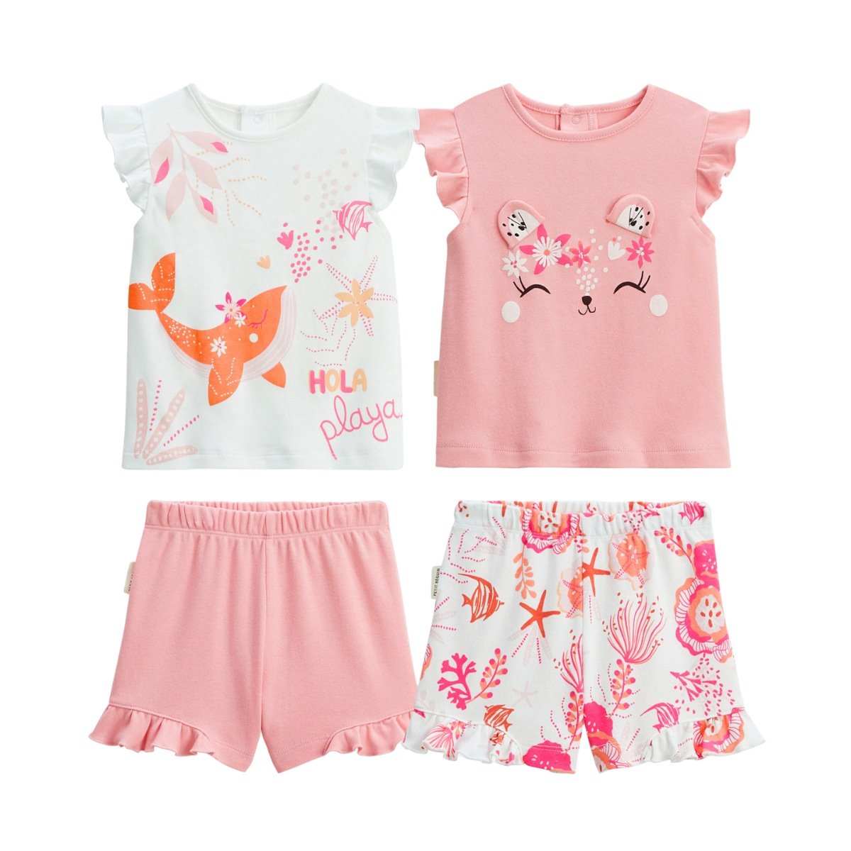 Lot de 2 pyjamas short enfant 2 pièces Bahamas rose, PETIT BEGUIN