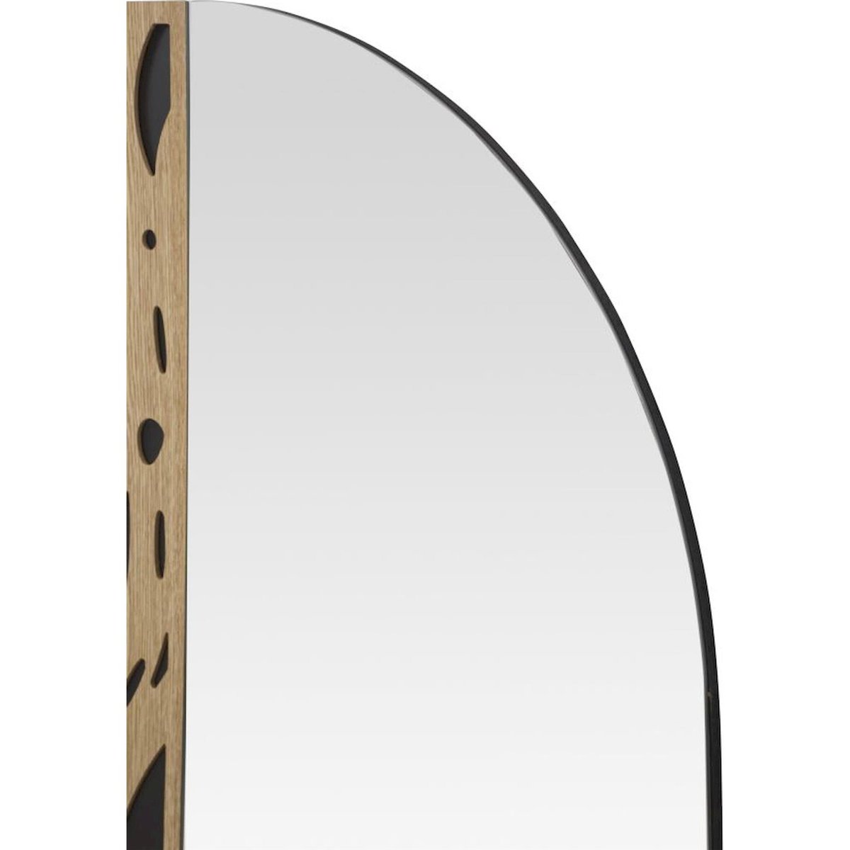 Miroir mural arrondi décor graphique MODERN bois clair et noir, RECOLLECTION