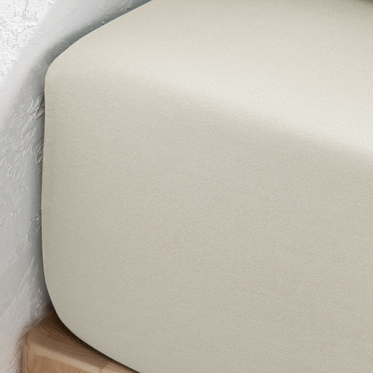 Drap housse jersey coton, bonnet 30cm, Scenario beige galet, LA REDOUTE INTERIEURS