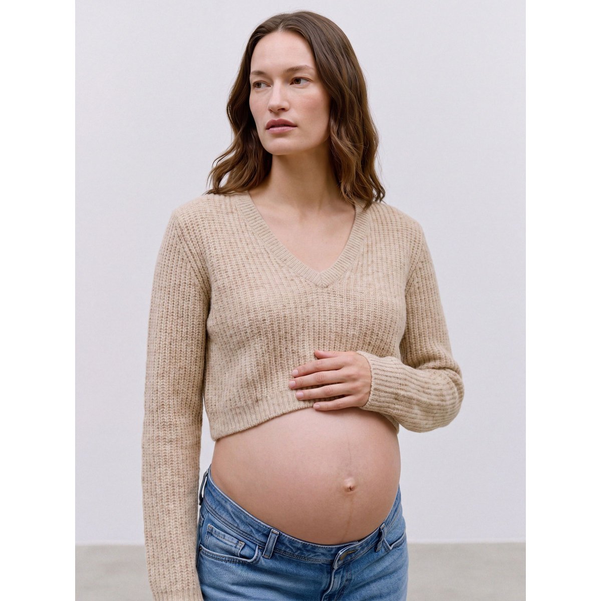 Pull En Maille natural melange, MAMA LICIOUS