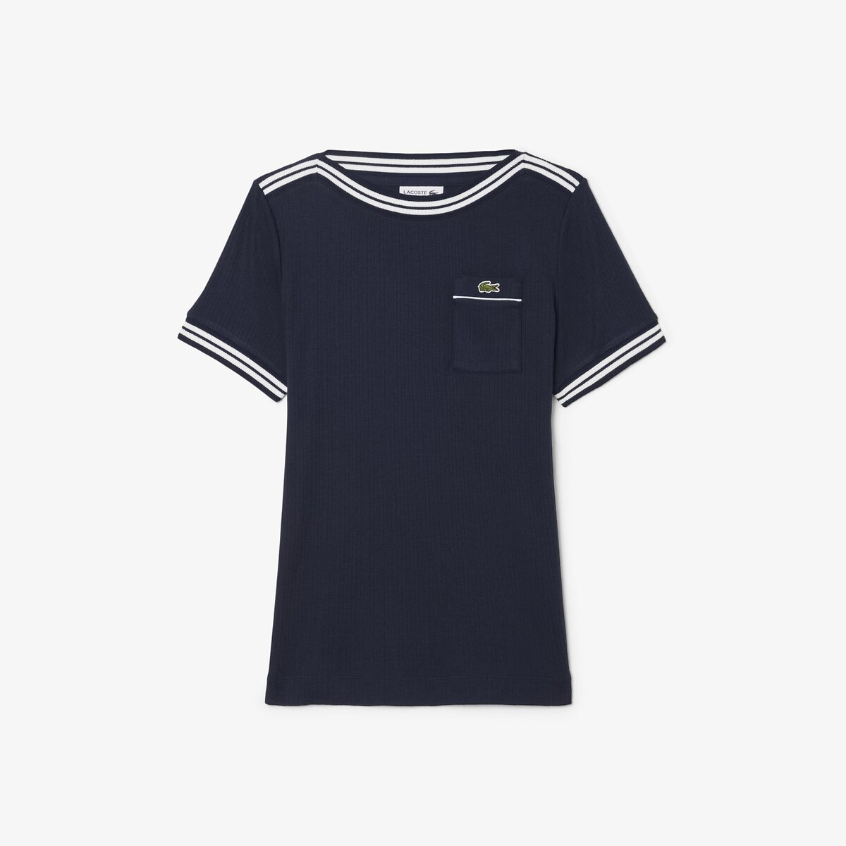 Boat Neck T-Shirt navy/white, LACOSTE